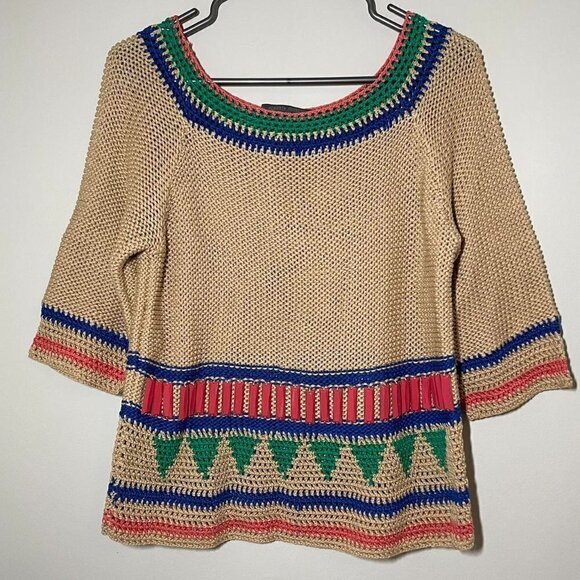 Alberta Ferretti stone-detailing cotton knitted sweater size US 8 - Picture 2 of 8